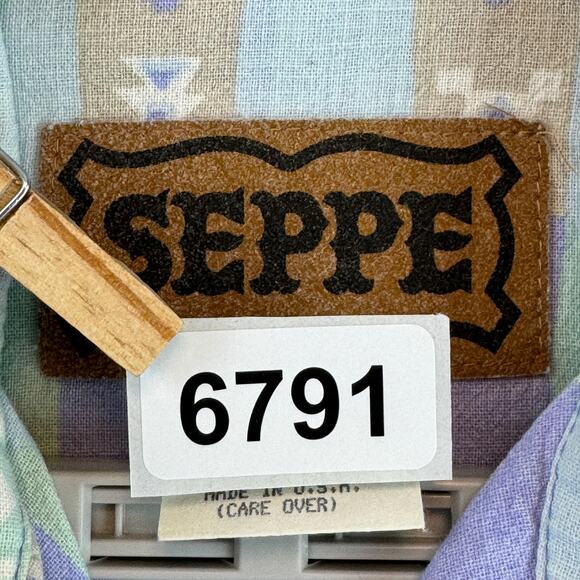 VTG Seppe Blue/Purple Aztec Western Southwest Metal Button Down Shirt Size Small - Picture 14 of 14